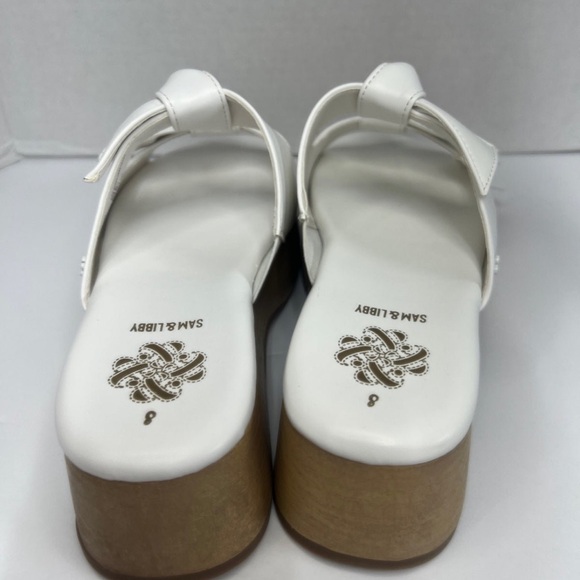 Sam & Libby Platform Sandals Indie White  Double Bow Slip On Size 8 NWT - Picture 5 of 9